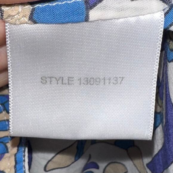 Tory Burch Stephanie Blue Alhambra Cotton Sequin Embellished Tunic Top Size 8 - Picture 6 of 16